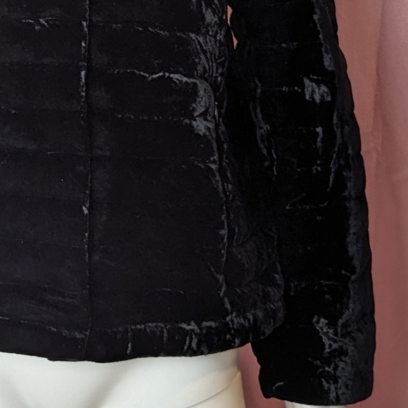 Talbots Black Genuine Down Faux Fur Trim Velour Coat with Zip Pockets size 4 - Picture 2 of 8